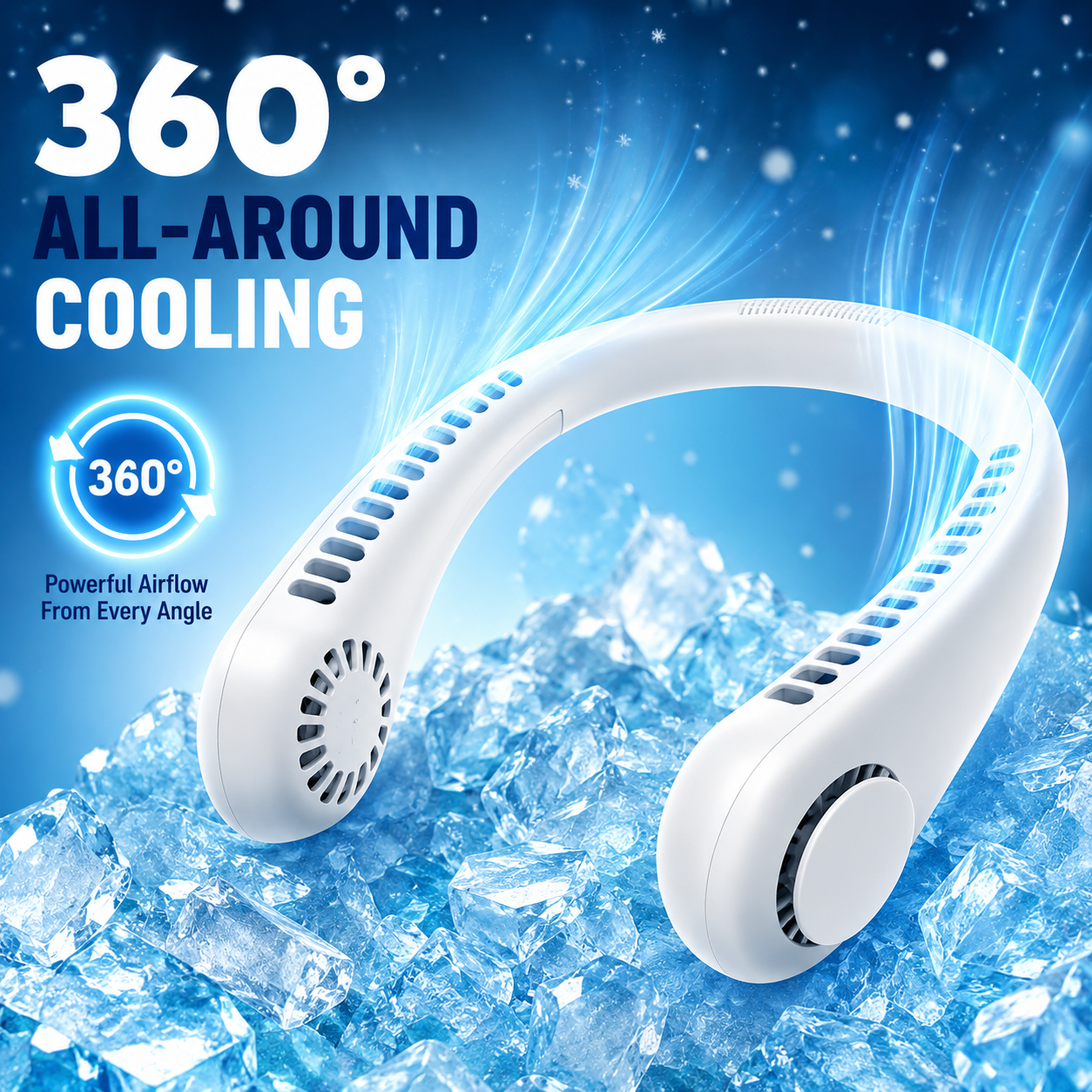 Mini Neck Fan Rechargeable Portable Air Cooler – Bladeless Hands-Free Wearable Cooling Fan with 3 Speed Modes for Summer, Travel, Office & Outdoor Use