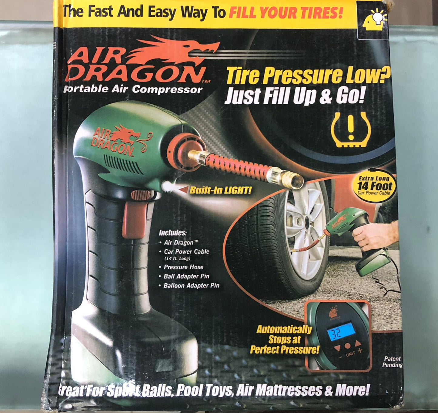 Air Dragon Portable Air Compressor Build in Light Great For Car tyres,Bike tyres,Sport Ball, Pool Toys, Air Mattresses