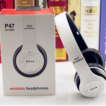 Long Listening Battery Fast Charging Wireless Bluetooth 5.1 Headphones With SD Card Function – P47 Model