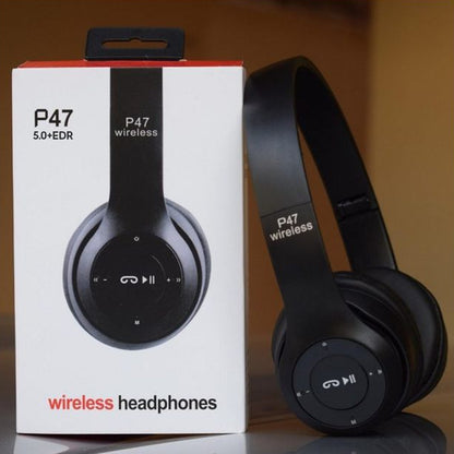 Long Listening Battery Fast Charging Wireless Bluetooth 5.1 Headphones With SD Card Function – P47 Model