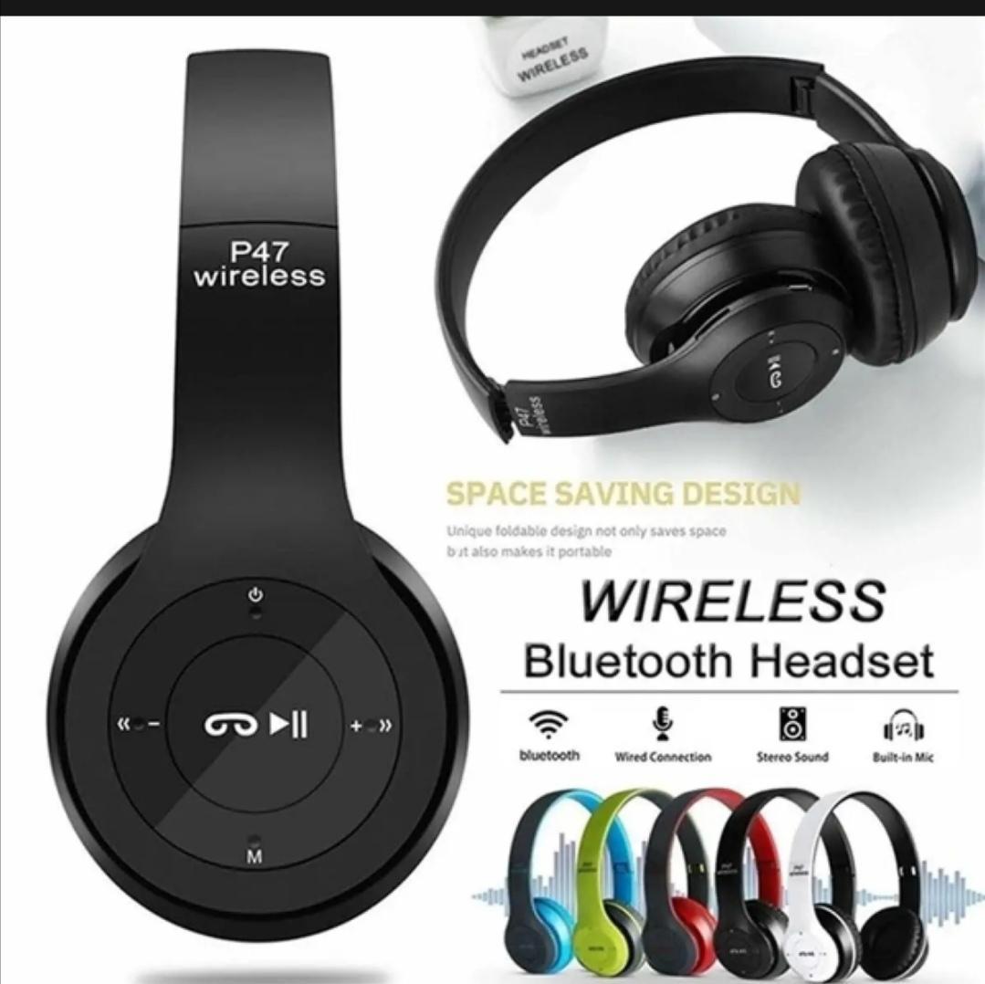 Long Listening Battery Fast Charging Wireless Bluetooth 5.1 Headphones With SD Card Function – P47 Model