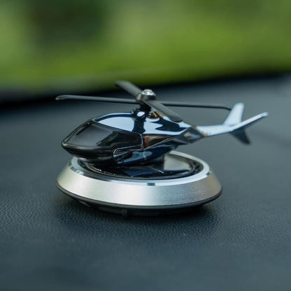 Solar Powered Helicopter Car Air Freshener Diffuser – Rotating Dashboard Perfume Decor | Metal + ABS Refillable Aroma Vent Clip for Car Interior