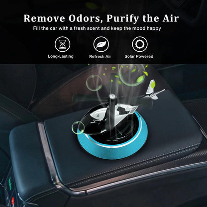 Solar Powered Helicopter Car Air Freshener Diffuser – Rotating Dashboard Perfume Decor | Metal + ABS Refillable Aroma Vent Clip for Car Interior