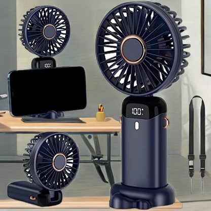 Rechargeable Hand Fan with LED Display | Mini Handy Fan for Instant Cooling