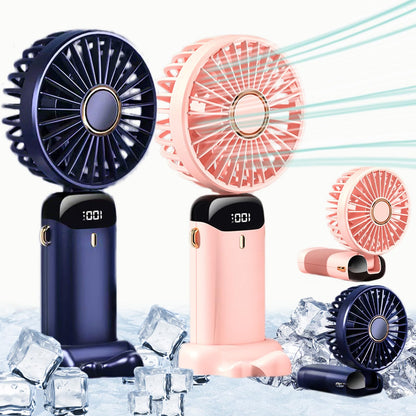 Rechargeable Hand Fan with LED Display | Mini Handy Fan for Instant Cooling