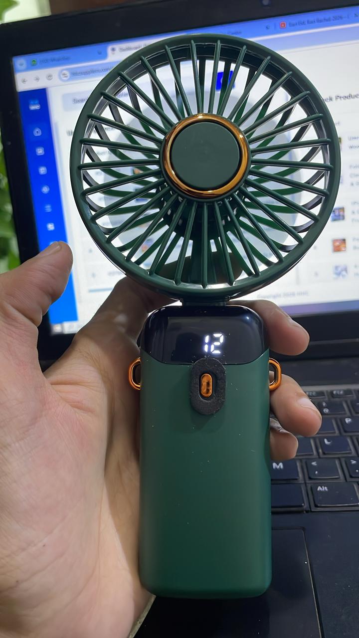Rechargeable Hand Fan with LED Display | Mini Handy Fan for Instant Cooling