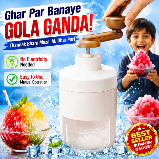 Manual Gola Ganda Maker & Ice Shaver Machine – Portable Ice Crusher for Home, Slushies & Summer Treats