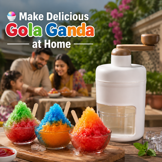 Manual Gola Ganda Maker & Ice Shaver Machine – Portable Ice Crusher for Home, Slushies & Summer Treats
