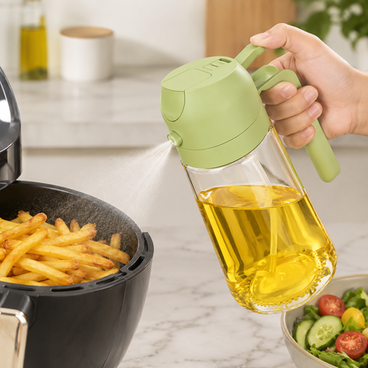 2-in-1 Oil Spray Bottle & Dispenser 470ml – Leak-Proof Glass Oil Sprayer for Air Fryer, BBQ, Salad & Cooking