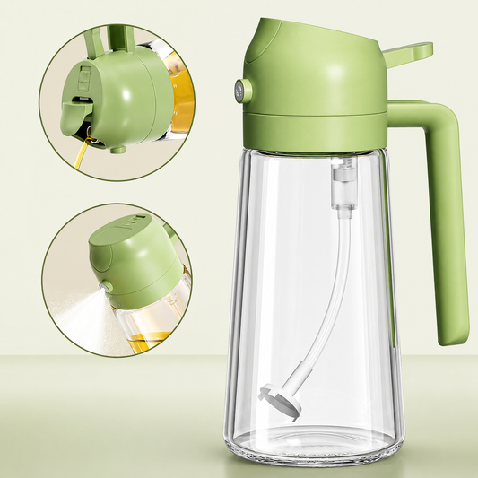2-in-1 Oil Spray Bottle & Dispenser 470ml – Leak-Proof Glass Oil Sprayer for Air Fryer, BBQ, Salad & Cooking