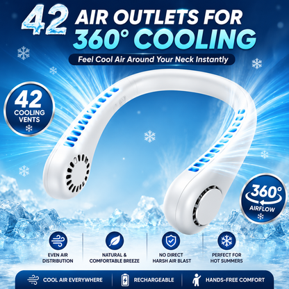 Mini Neck Fan Rechargeable Portable Air Cooler – Bladeless Hands-Free Wearable Cooling Fan with 3 Speed Modes for Summer, Travel, Office & Outdoor Use