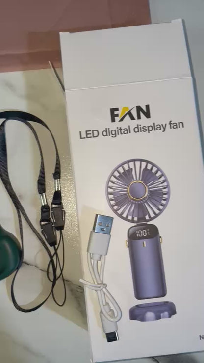 Rechargeable Hand Fan with LED Display | Mini Handy Fan for Instant Cooling